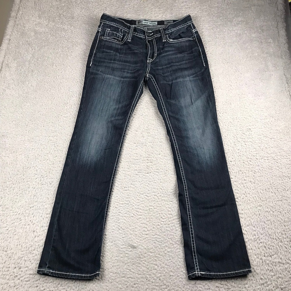 BKE Aiden Straight Jeans Mens 29S (31x29) Dark Wash Contrast Stitch Denim